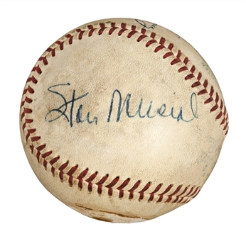 Stan Musial, Warren Spahn and Lefty Gomez Signed Official William Harridge American League Baseball (PSA/DNA)